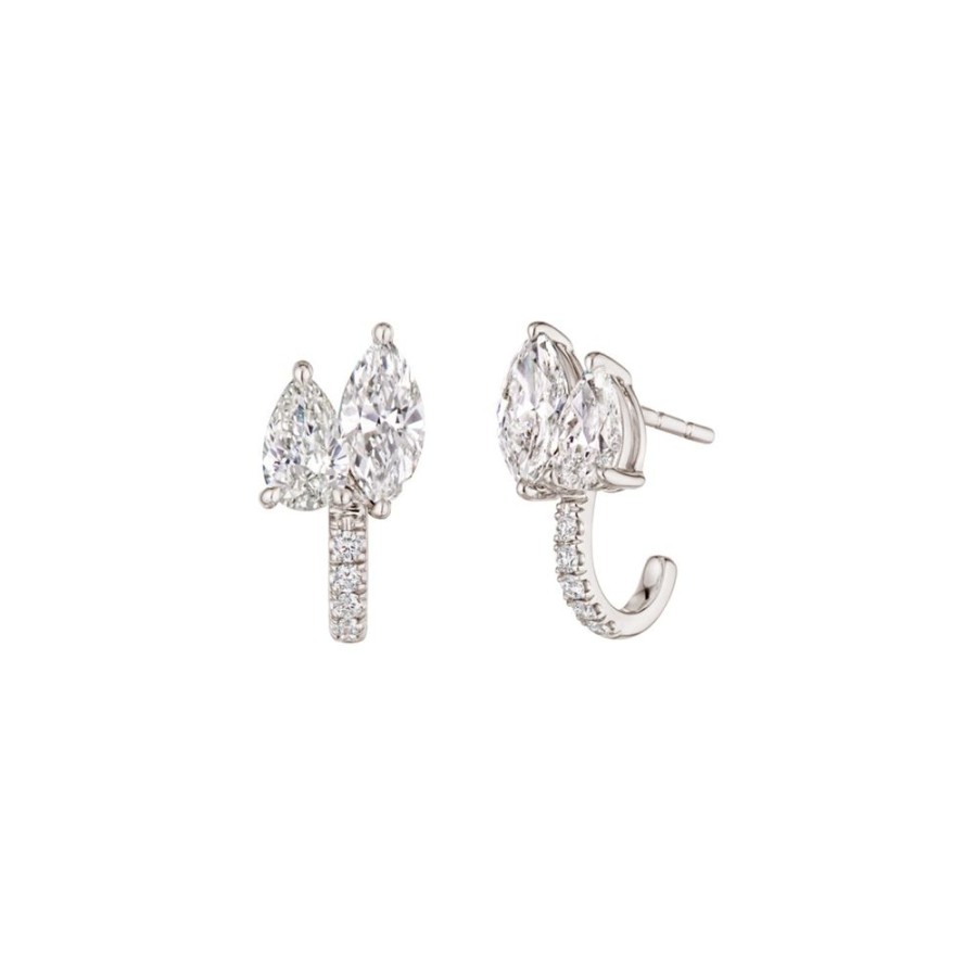 Jewelry Kwiat | American Beauty Five Diamond Cluster Earrings - White Gold