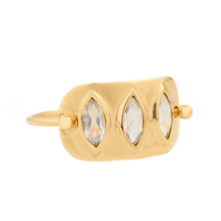 Jewelry Celine Daoust | 3 Marquise Rainbow Moonstone Ring