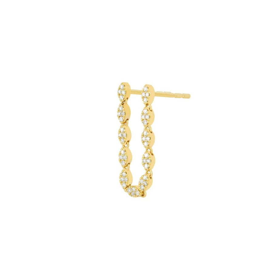 Jewelry EF Collection | Marquise Double Stud Earring - Yellow Gold