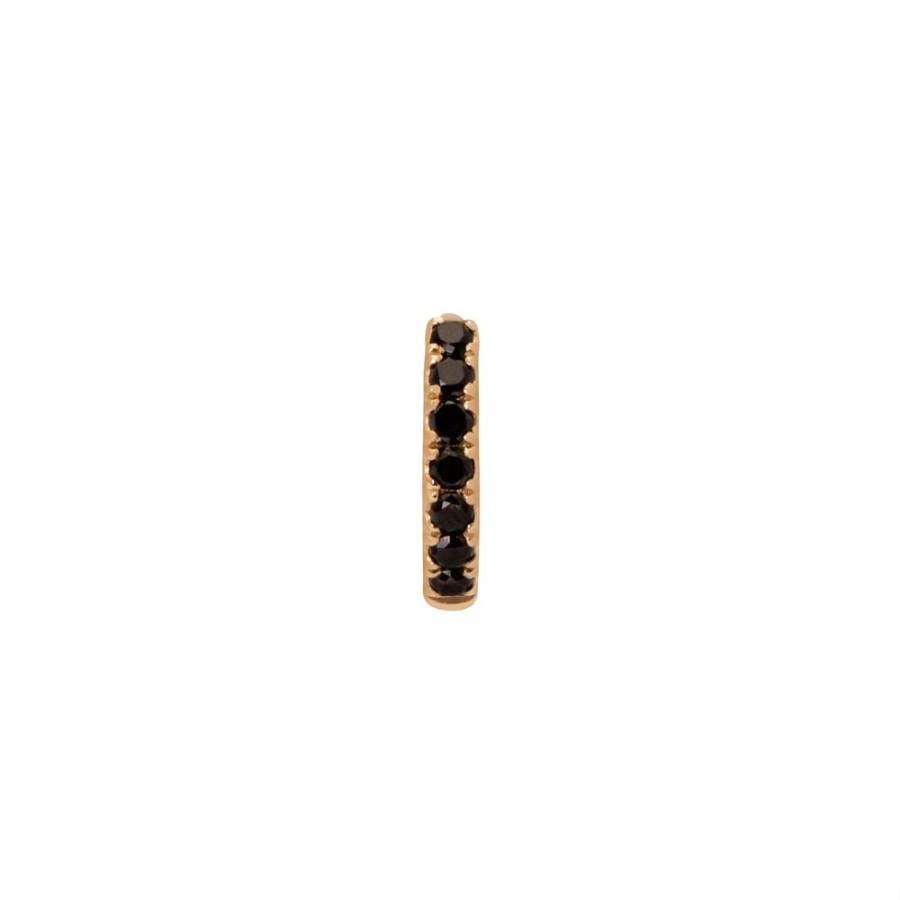 Jewelry Trouver | Half Paved Black Diamond Huggie 5Mm