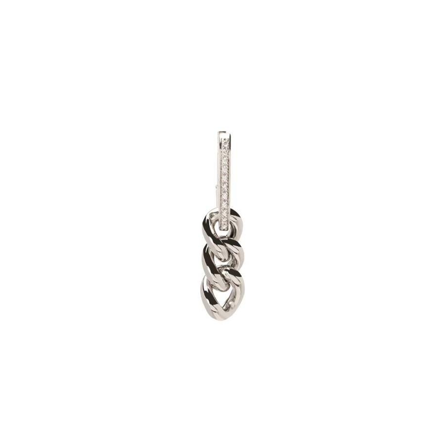 Jewelry DARKAI | Cuban Link Earring - Rhodium & White Gold