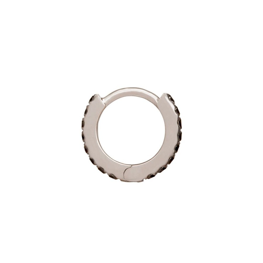 Jewelry Trouver | Paved Black Diamond Huggie 6.5Mm - White Gold