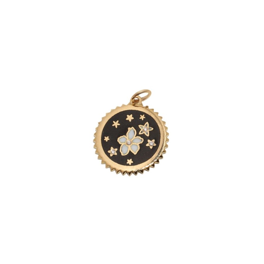 Jewelry Foundrae | Champleve Dark Blossom Charm