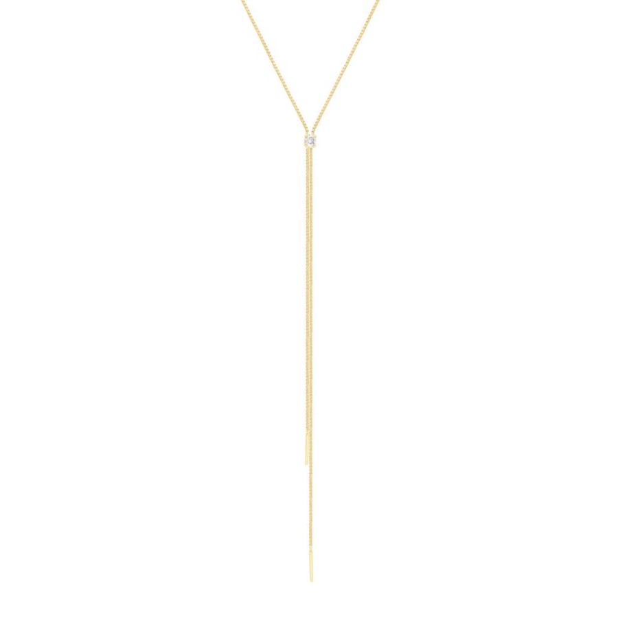 Jewelry EF Collection | Shayla Lariat Diamond Necklace - Yellow Gold