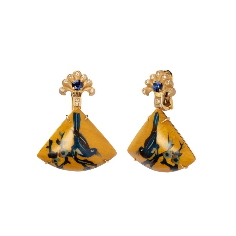 Jewelry Silvia Furmanovich | Marquetry Blue Bird Sapphire Earrings