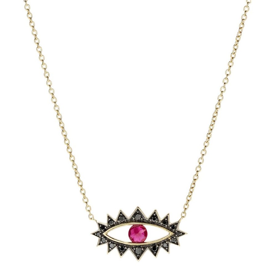 Jewelry Ara Vartanian | Eye Pendant Necklace - Ruby & Black Diamond