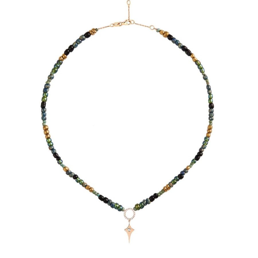 Jewelry Diane Kordas | Small Shield Charm Multicolored Beaded Necklace