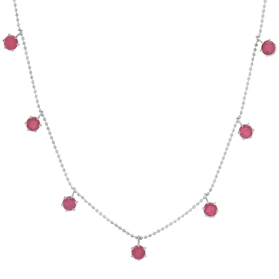 Jewelry Graziela | Floating Pink Sapphire Necklace - White Gold