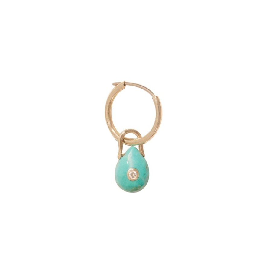 Jewelry Pascale Monvoisin | Orso Hoop - Turquoise And Diamond