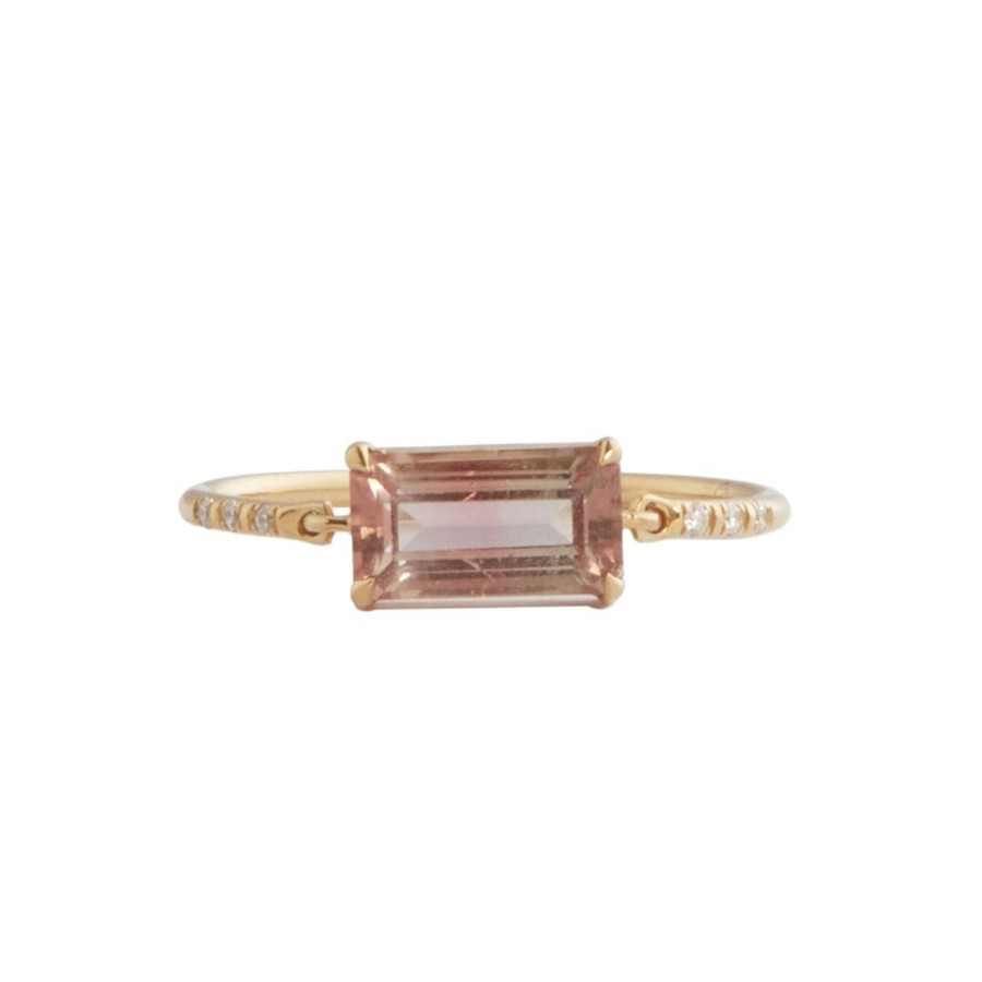 Jewelry YI Collection | Pink Tourmaline Petite Diamond Circle Ring