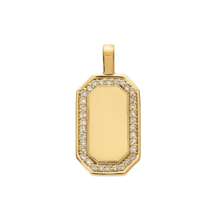 Jewelry Sethi Couture | P.S. Large Tag Diamond Charm - Yellow Gold