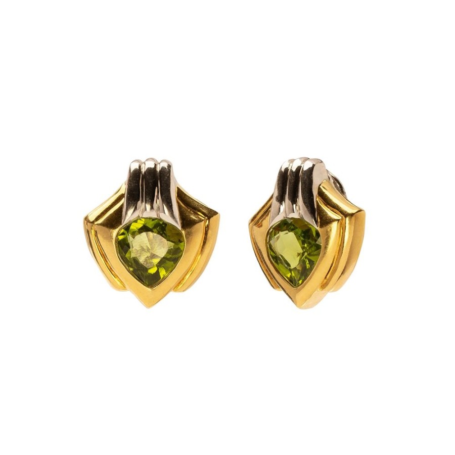 Jewelry Antique & Vintage Jewelry | Peridot Mixed Metal Earrings