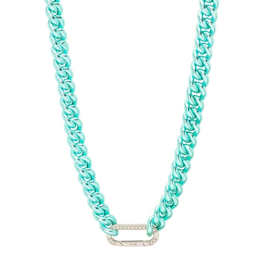 Jewelry DARKAI | Cuban Link Necklace - Sky & White Gold