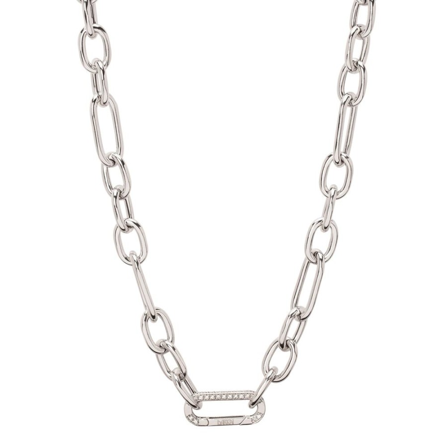 Jewelry DARKAI | Mixed Link Necklace - Rhodium & White Gold