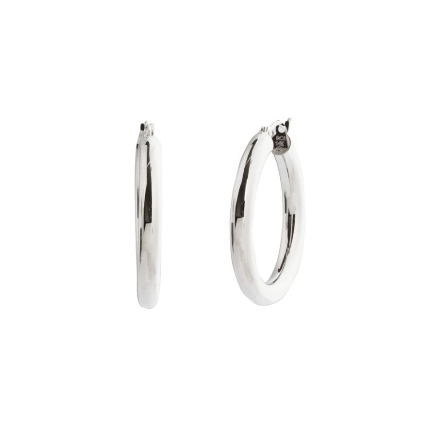 Jewelry BE Jewelry | Shiny Lite Tube Hoops - 4Mm - White Gold