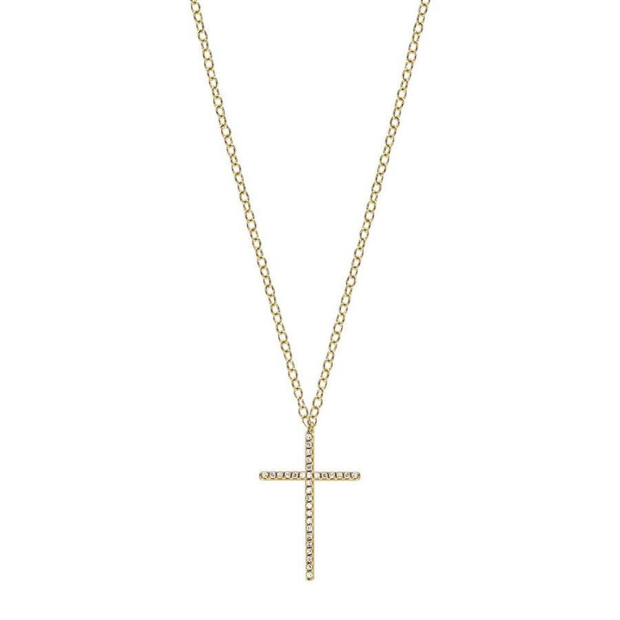 Jewelry EF Collection | Diamond Cross Necklace - Yellow Gold