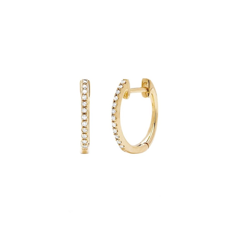 Jewelry EF Collection | Mini Diamond Huggies - Yellow Gold