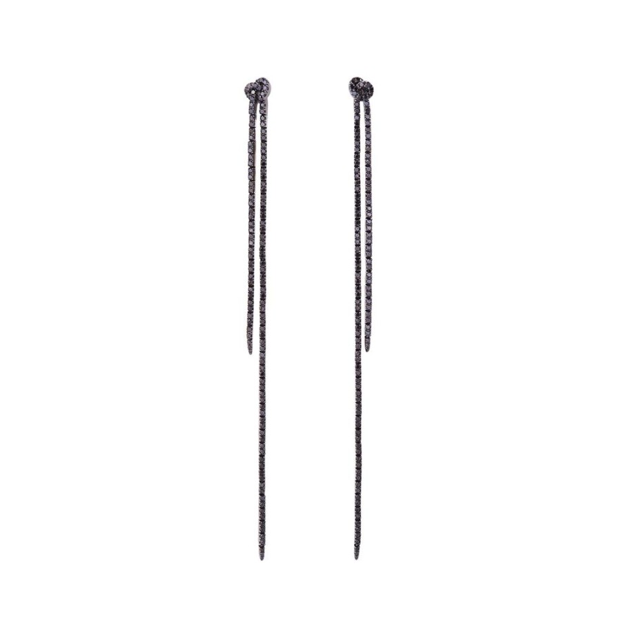 Jewelry Sidney Garber | Long Knot Drop Earrings - Black Diamond