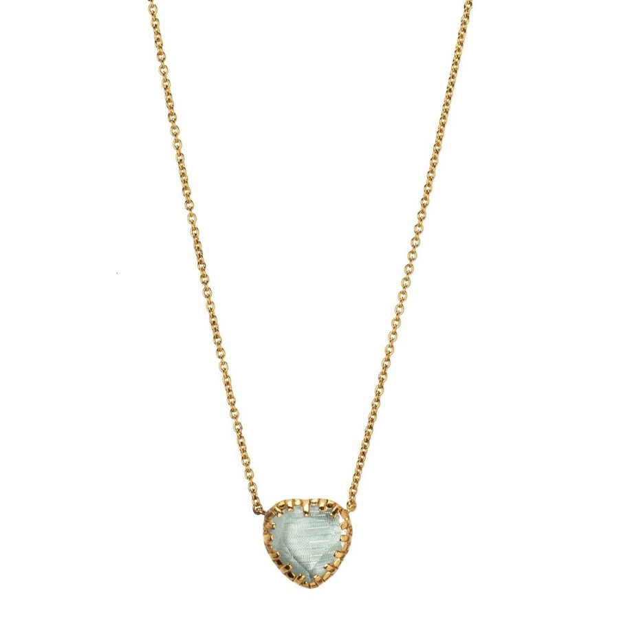 Jewelry Larkspur & Hawk | Valentina 'I Love Ny' Button Necklace - Chambray