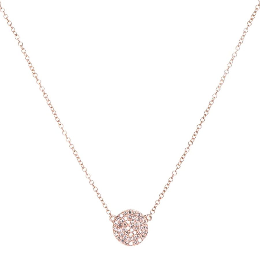 Jewelry EF Collection | Diamond Disk Necklace - Rose Gold