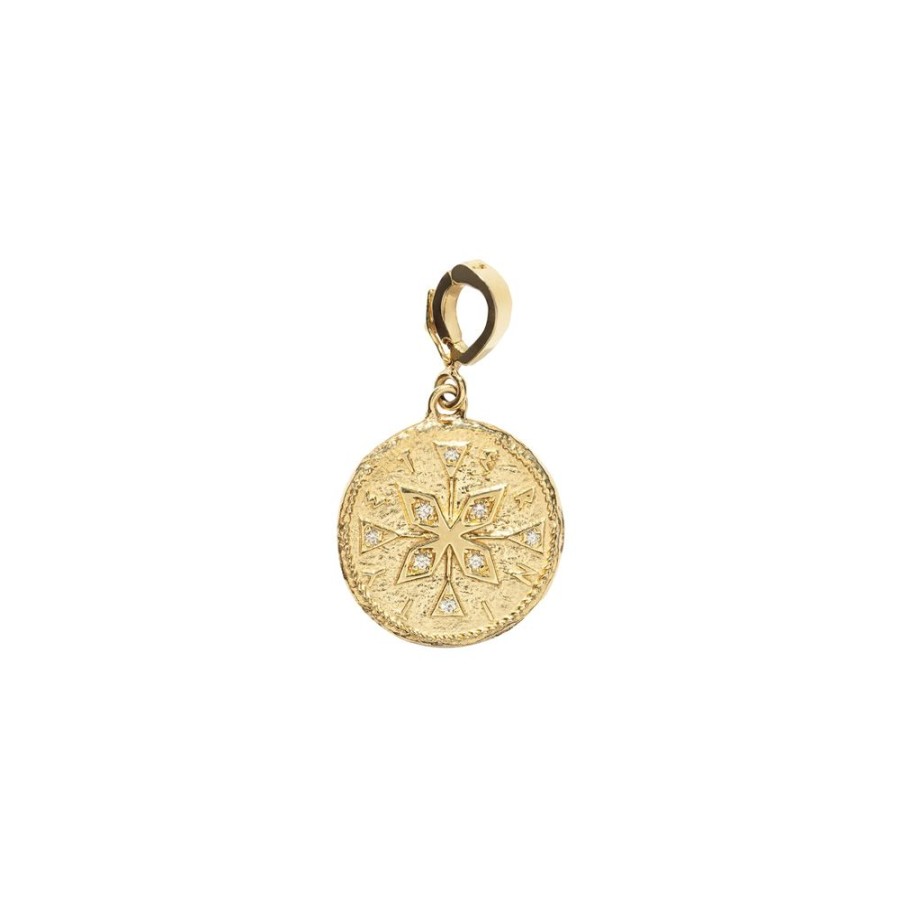 Jewelry Azlee | Compass Diamond Coin Charm - Small