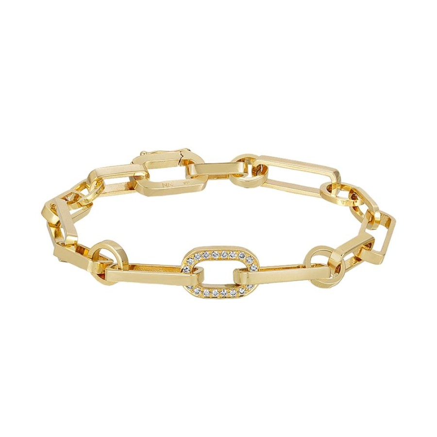 Jewelry Nancy Newberg | Gold Link Bracelet - One Diamond