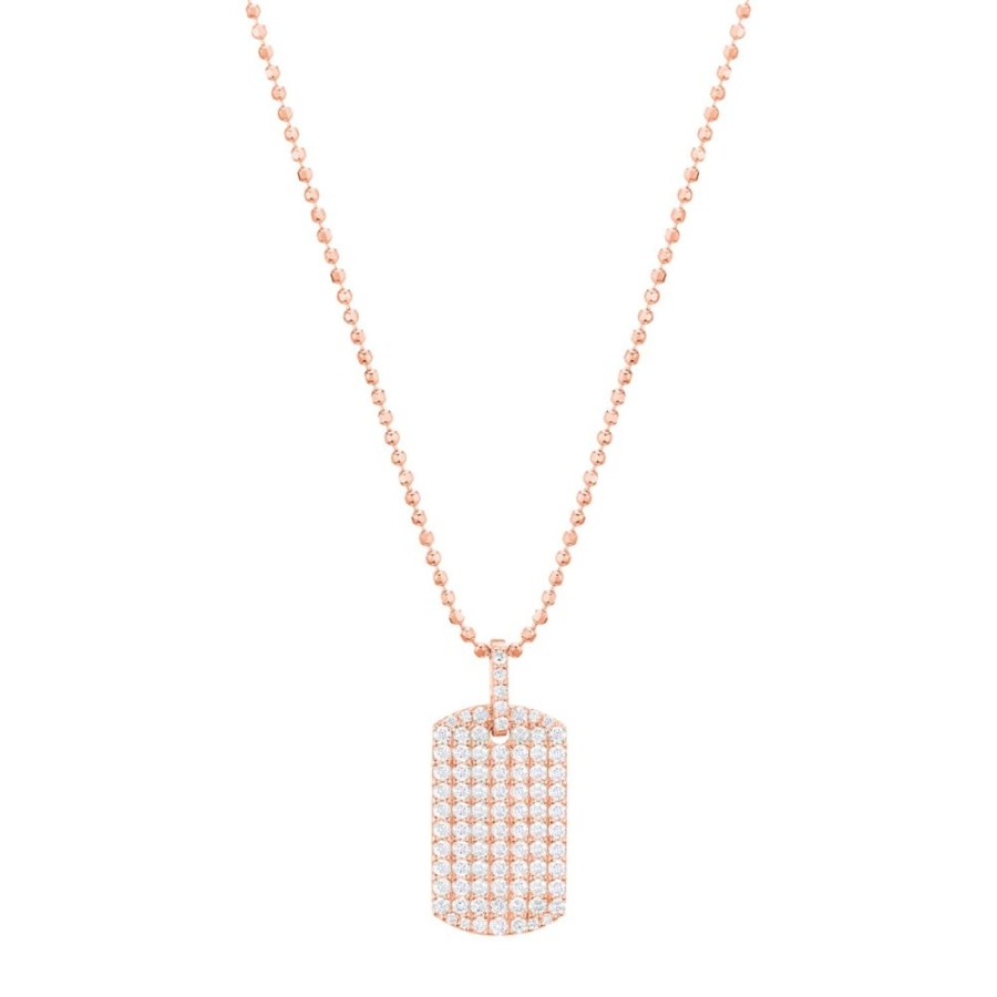 Jewelry Carbon & Hyde | Diamond Dog Tag Necklace - Rose Gold