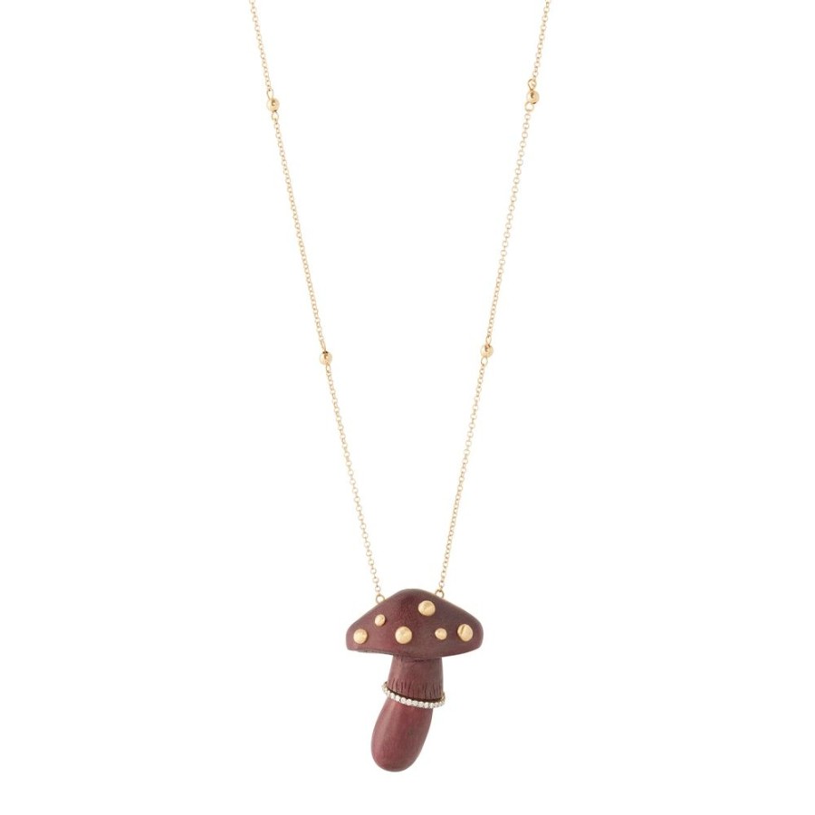 Jewelry Silvia Furmanovich | Carved Wood Mushroom Necklace