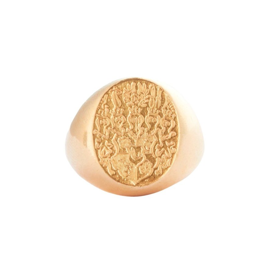 Jewelry Antique & Vintage Jewelry | Chunky Engraved Coat Of Arms Signet Ring