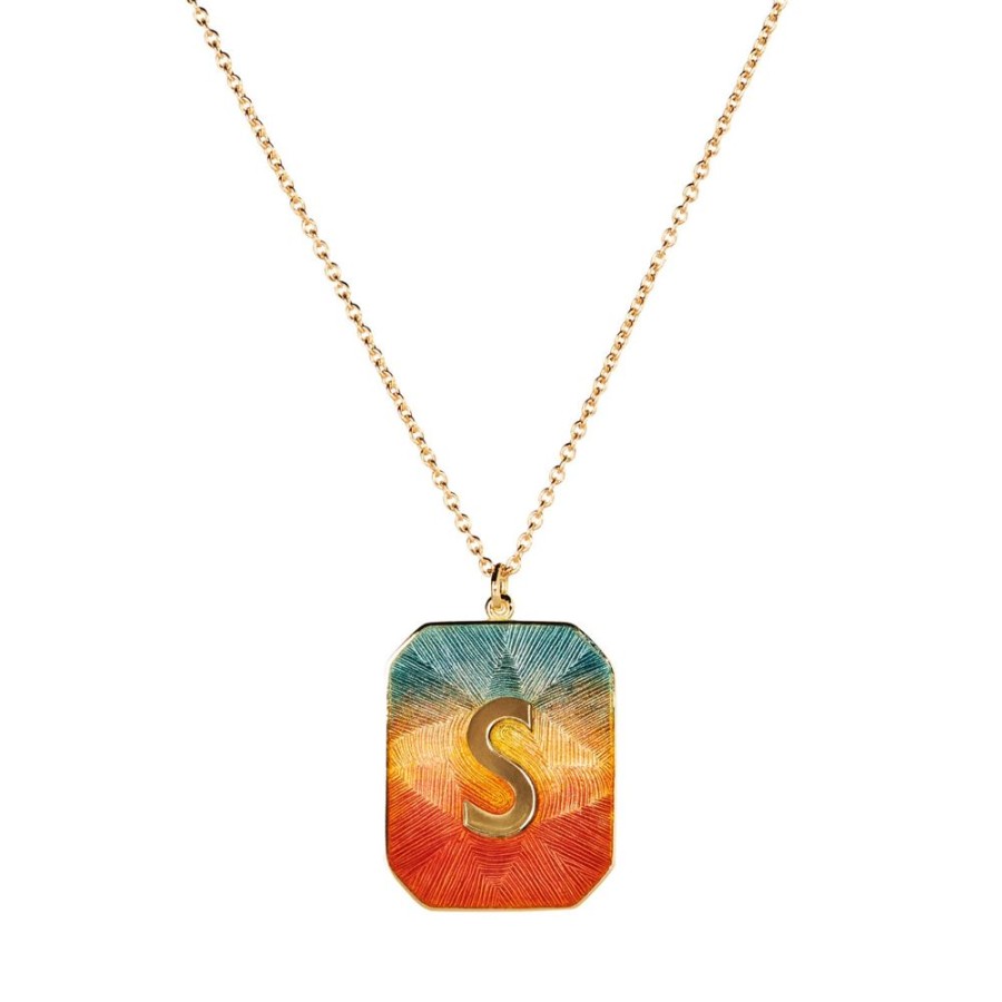 Jewelry Brooke Gregson | Sunrise Enamel Letter S Alphabet Necklace