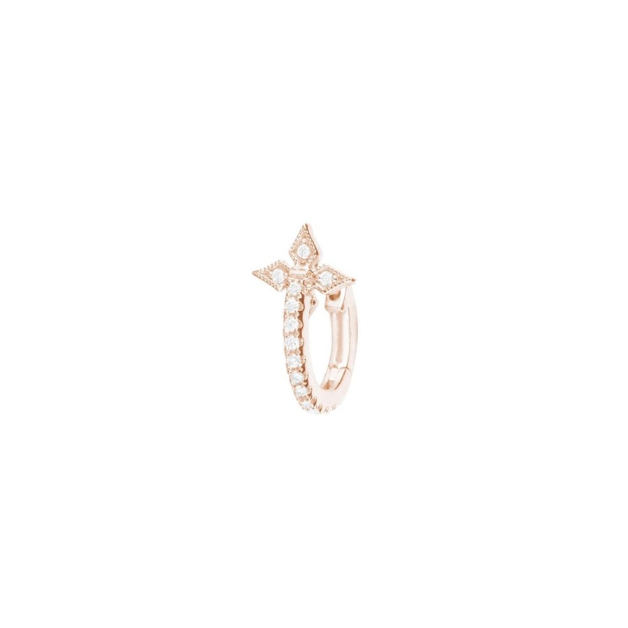 Jewelry Stone Paris | Cross Tiny Hoop - Rose Gold