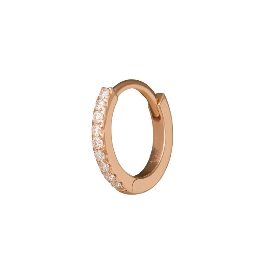 Jewelry Trouver | Half Paved Huggie 8Mm - Rose Gold