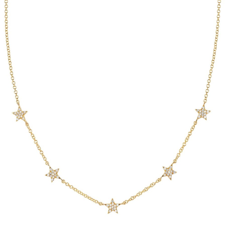 Jewelry EF Collection | Mini Star Station Necklace - Yellow Gold