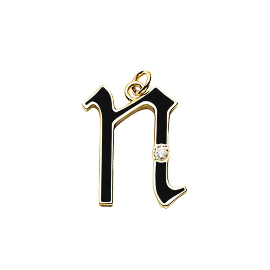 Jewelry Foundrae | Letter N Charm - Black