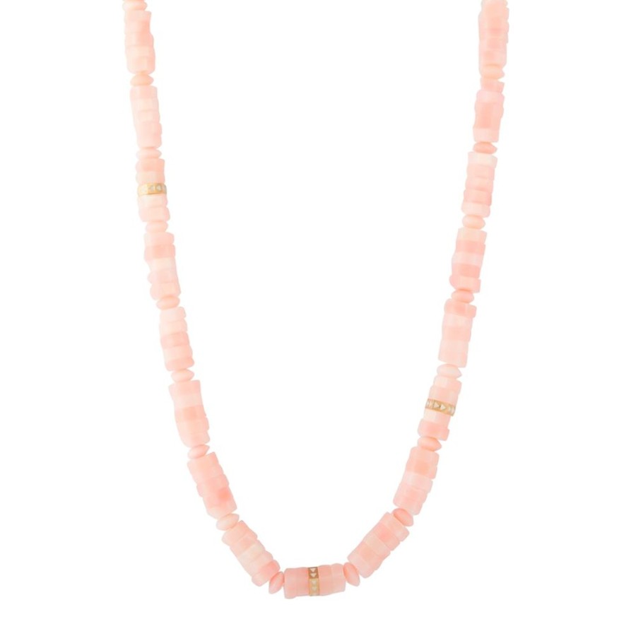 Jewelry Maqé | Adjustable Pink Opal And White Enamel Bead Necklace