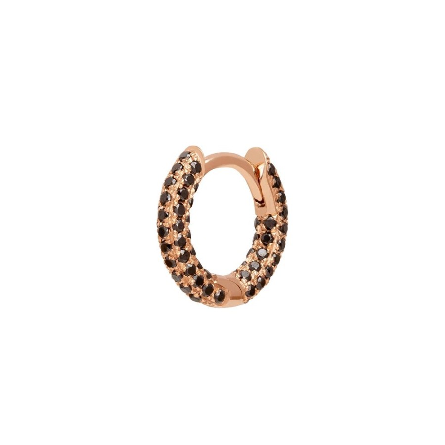 Jewelry Trouver | Five Row Black Diamond Huggie 6.5Mm - Rose Gold