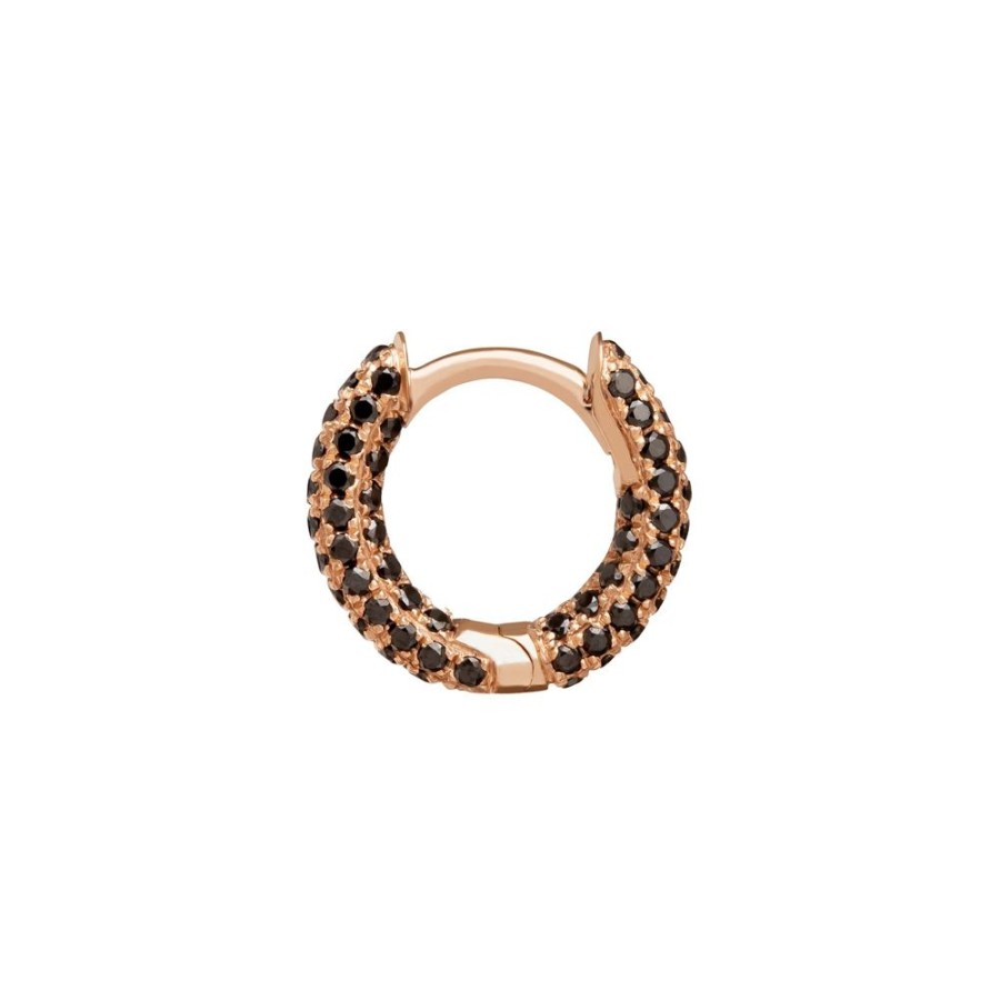 Jewelry Trouver | Five Row Black Diamond Huggie 6.5Mm - Rose Gold