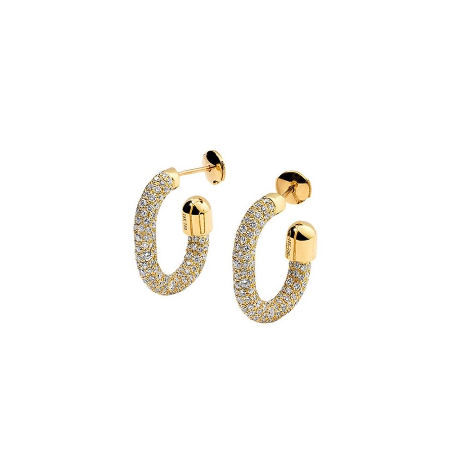 Jewelry Elior | Small Extrusion Pill Thin Hoop Diamond Earrings