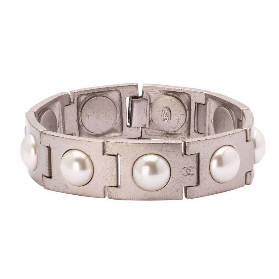 Jewelry Antique & Vintage Jewelry | Chanel Silver Pearl Link Bracelet