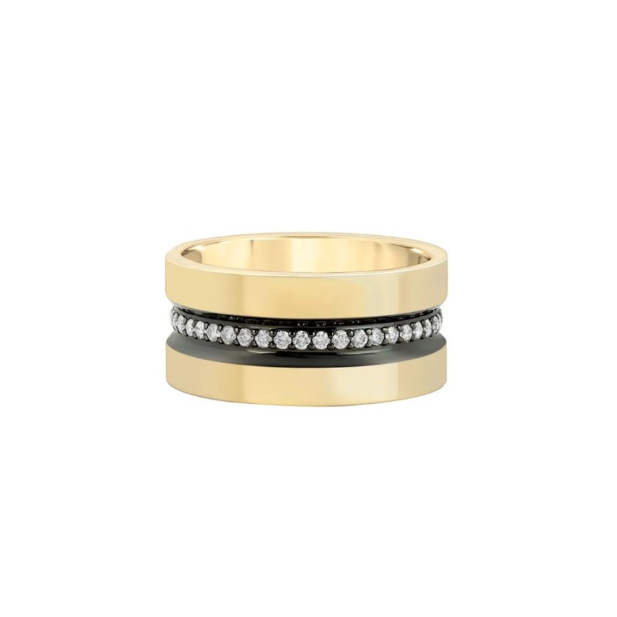 Jewelry Nancy Newberg | Wide Diamond Line Band With Ruthenium Trim