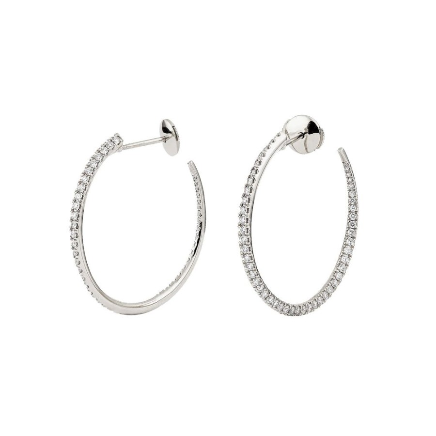 Jewelry Engelbert | Twisted Creol Diamond Earrings - White Gold 30Mm