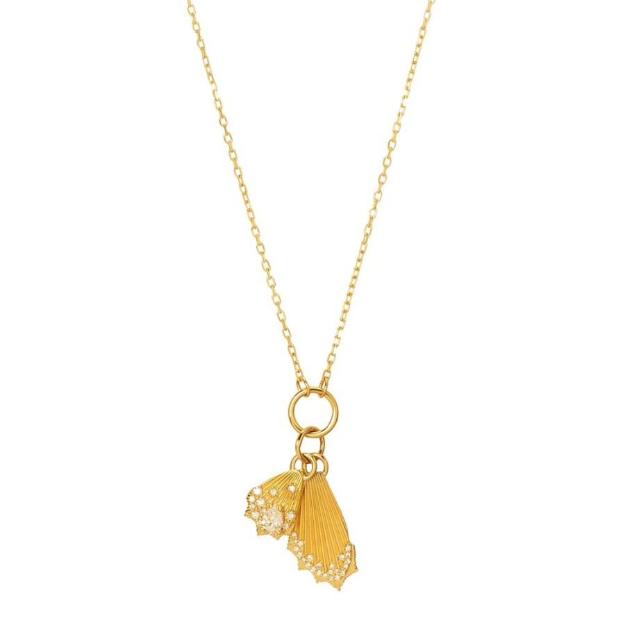 Jewelry Foundrae | Mini Encrusted Butterfly Wings Medallion Necklace