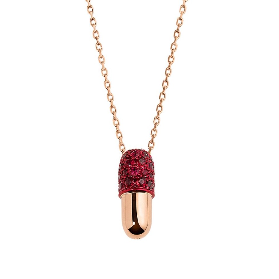 Jewelry Elior | Large Ruby Pill Pendant Necklace