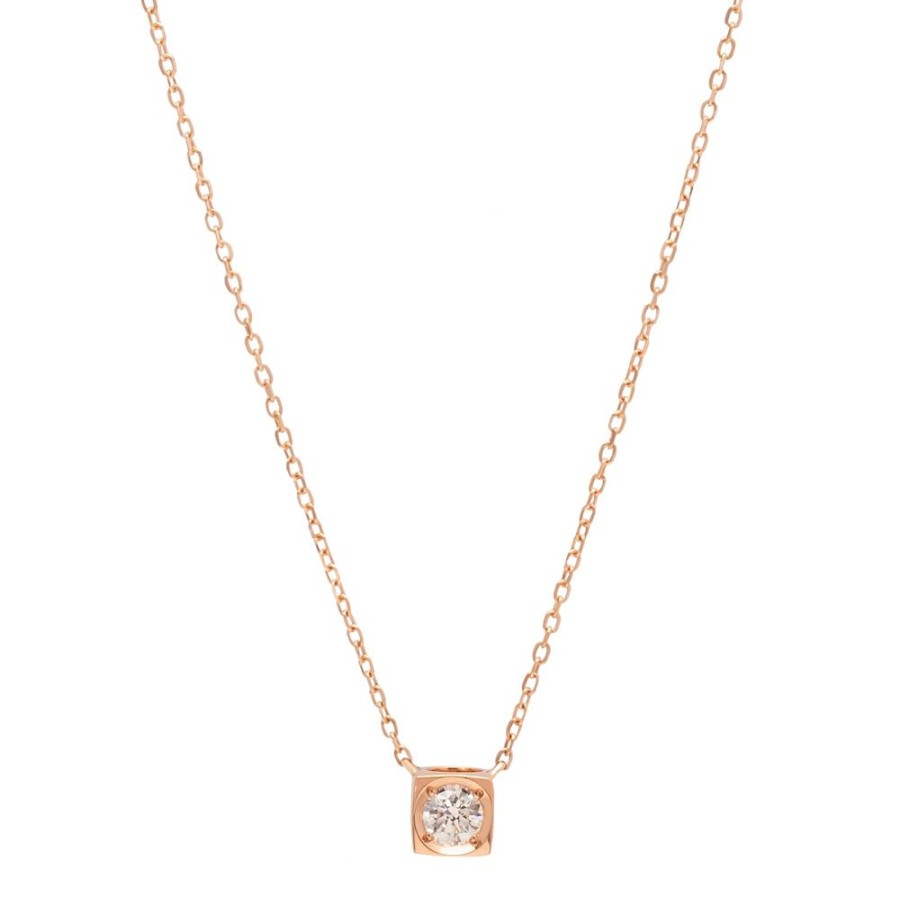 Jewelry Dinh Van | Le Cube Diamant Medium Necklace - Rose Gold