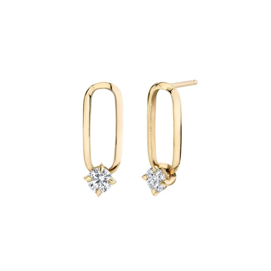 Jewelry Lizzie Mandler | Knife Edge Xl Diamond Link Earrings - Yellow Gold