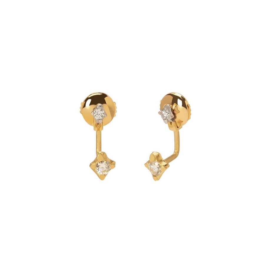 Jewelry Milamore | Hanabi Double Diamond Ear Jacket Studs