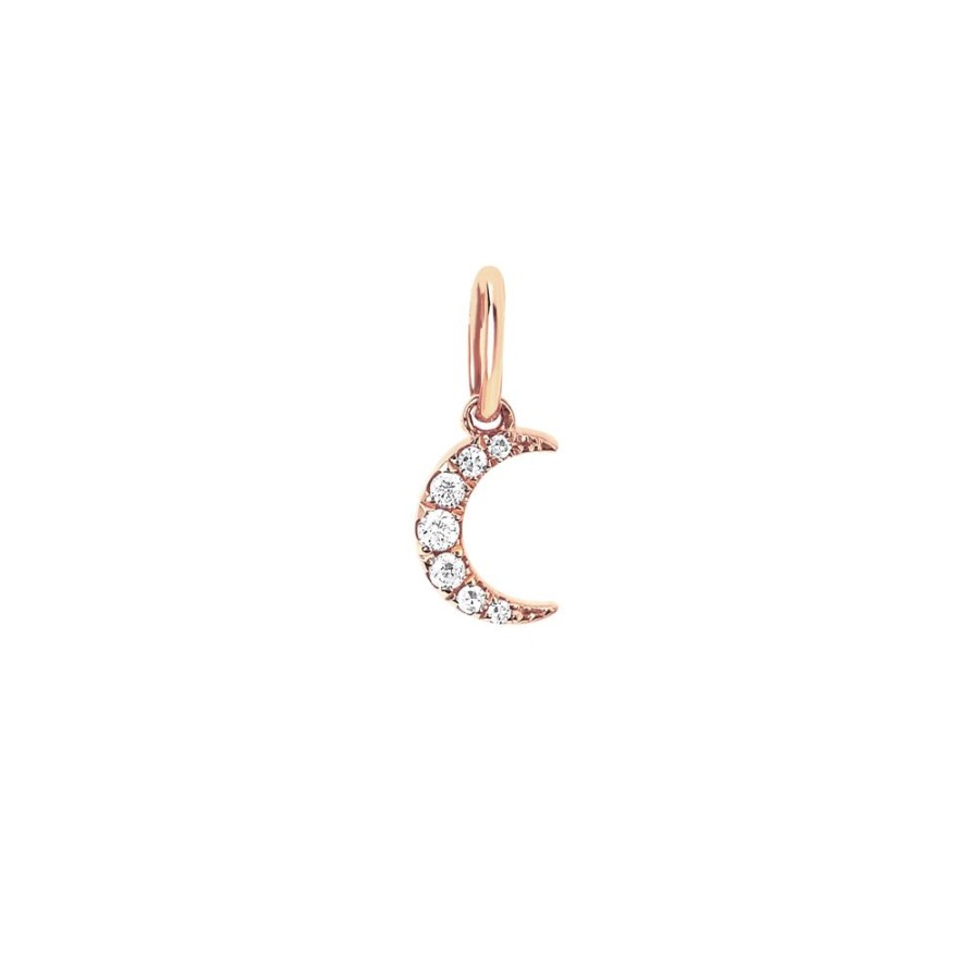 Jewelry EF Collection | Moon Diamond Pendant - Rose Gold