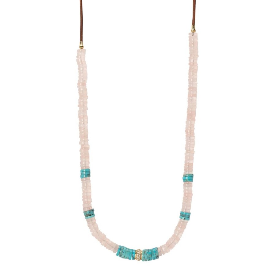 Jewelry Jenna Blake | Heishi Beaded Necklace - Quartz & Turquoise