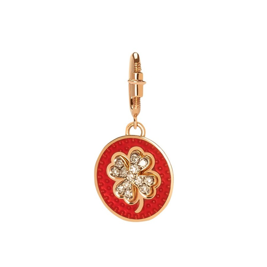 Jewelry Selim Mouzannar | Kastak Four Leaf Clover Diamond Charm - Red Enamel