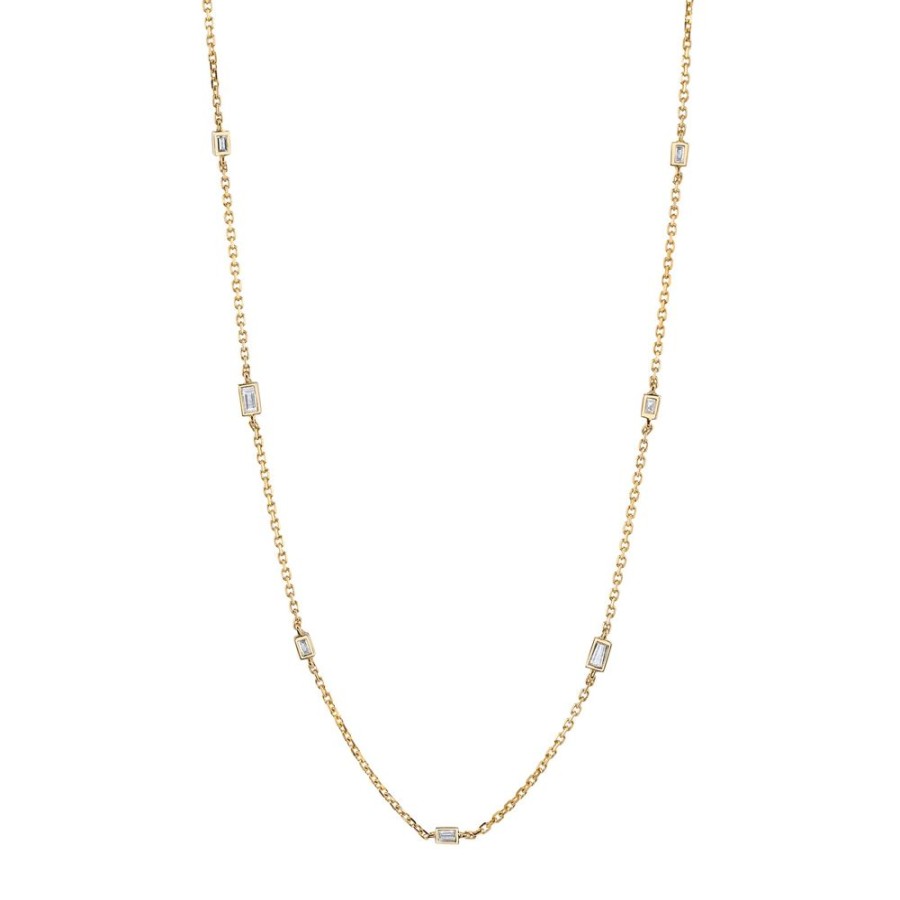 Jewelry Borgioni | By The Yard Baguette Diamond Necklace - Yellow Gold